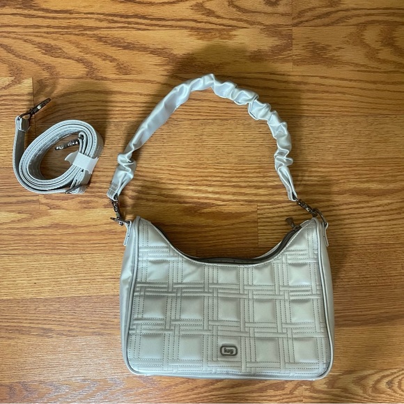 Lug Groove VL Satin Luxe Crossbody Bag w/ Two Straps - Metallic Silver NWOT - Picture 12 of 14